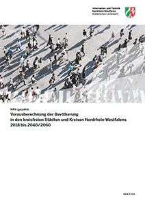 Titelseite der Publikation „Vorausberechnung der Bevölkerung in den kreisfreien Städten und Kreisen Nordrhein-Westfalens 2018 bis 2040/60“