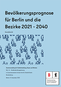 Titelseite der Publikation „Bevölkerungsprognose für Berlin und die Bezirke 2021 – 2040“