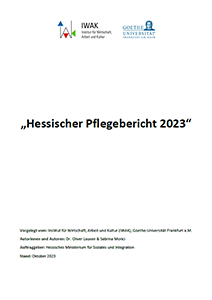 Titelbild der Publikation „Hessischer Pflegebericht 2023“