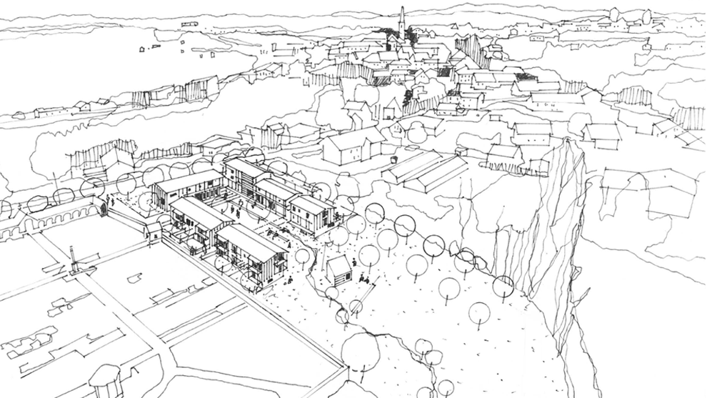 Skizze: Städtebauliches Modellvorhaben „Lebendige Nachbarschaften - Neues Wohnen Perlesreut“   | Quelle: © A2freising architekten+stadtplaner FreiRaumArchitekten