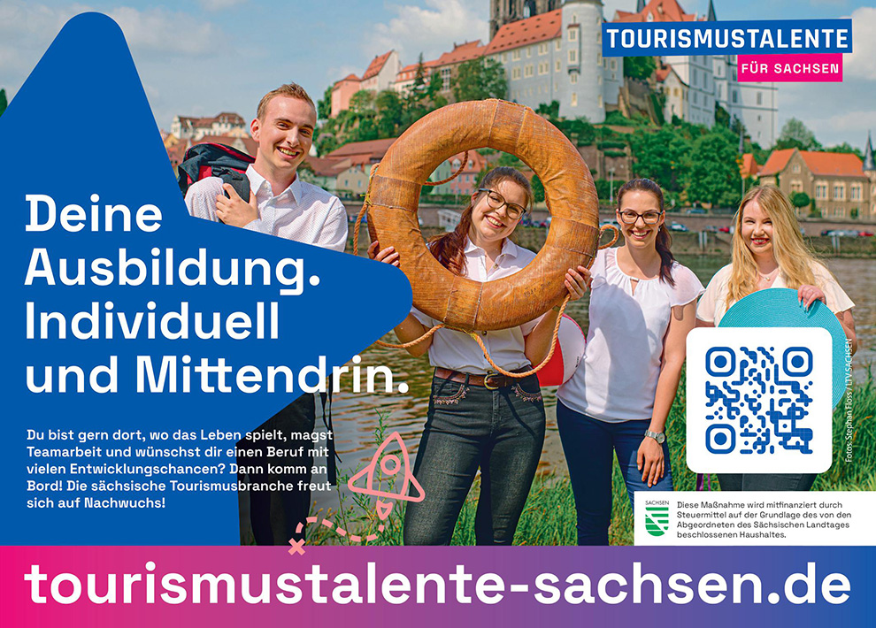 Werbetafel von Tourismustalente für Sachsen | Quelle: © Landestourismusverband Sachsen e.V.