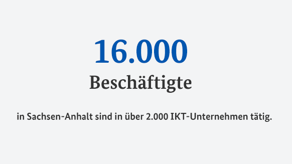 Banner: 16.000 Beschäftigte in Sachsen-Anhalt sind in über 2.000 Informations- und Kommunikationsunternehmen tätig.