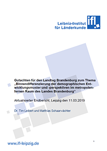 Titelseite der Studie „Binnendifferenzierung der demographischen Entwicklungsmuster und -perspektiven im metropolenfernen Raum des Landes Brandenburg“