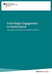 Titelseite der Publikation „Freiwilliges Engagement in Deutschland. Zentrale Ergebnisse des Fünften Deutschen Freiwilligensurveys 2019“